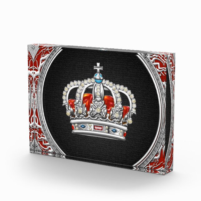 [200] Prince-Princess King-Queen Crown [Silver] Acrylic Award (Right)