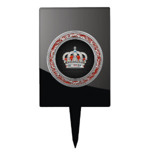 [200] Prince-Princess King-Queen Crown [Silver] Cake Topper