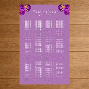 200 Purple And Gold Floral Wedding Seating Chart Foam Board