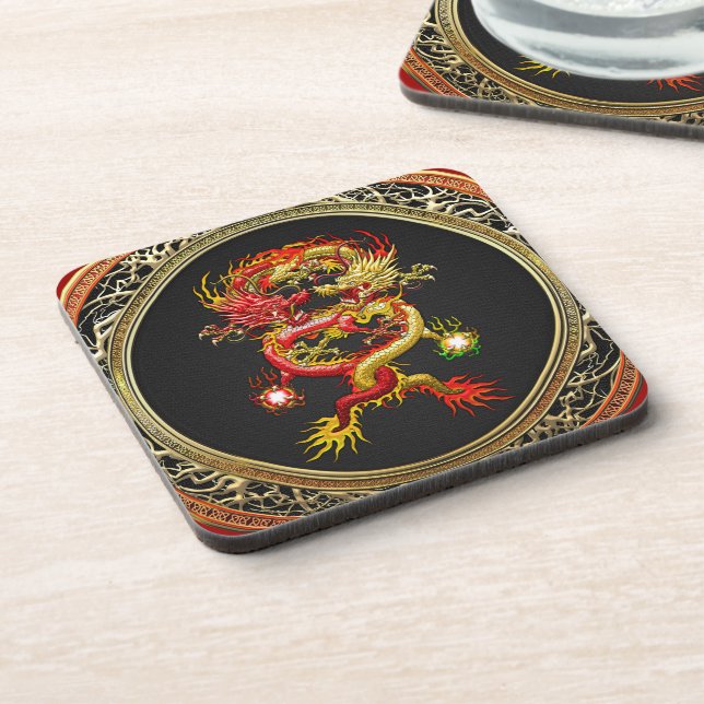 [200] Red and Yellow Dragons Beverage Coaster (Left Side)