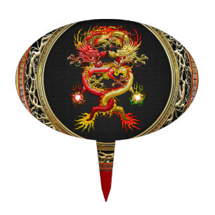 [200] Red and Yellow Dragons Cake Topper