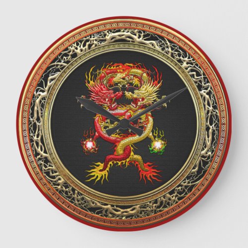 200 Red and Yellow Dragons Large Clock