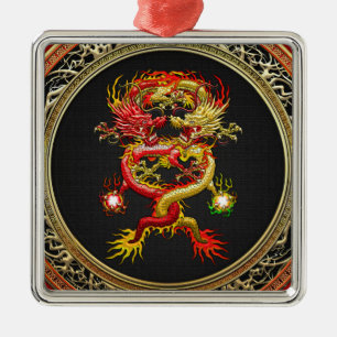 [200] Red and Yellow Dragons Metal Ornament