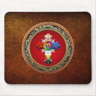 [200] Rosy Cross (Rose Croix) on Red & Gold Mouse Pad