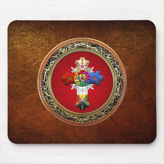 [200] Rosy Cross (Rose Croix) on Red & Gold Mouse Pad (Front)