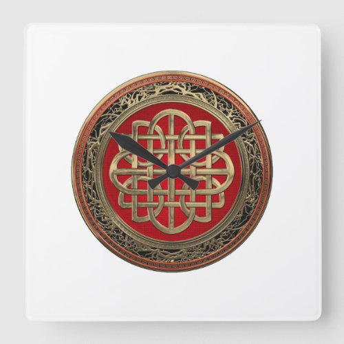 200 Sacred Celtic Gold Knot Cross Square Wall Clock