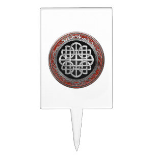 [200] Sacred Celtic Silver Knot Cross Cake Topper