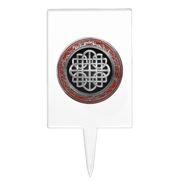 [200] Sacred Celtic Silver Knot Cross Cake Topper (Front)