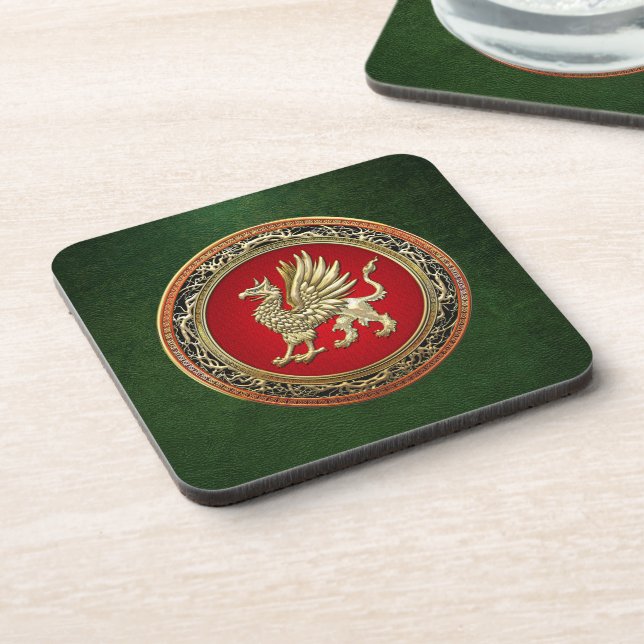 [200] Sacred Gold Griffin Drink Coaster (Left Side)