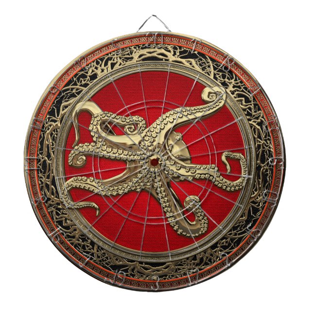 [200] Sacred Gold Octopus in Defensive Posture Dart Board (Front)