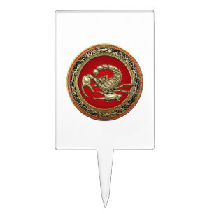 [200] Sacred Golden Scorpion on Red Cake Topper