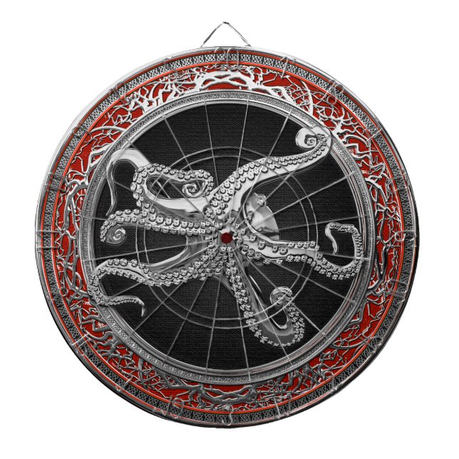 [200] Sacred Silver Octopus in Defensive Posture Dart Board (Front)