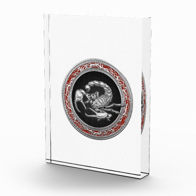 [200] Sacred Silver Scorpion on Black Acrylic Award (Right)