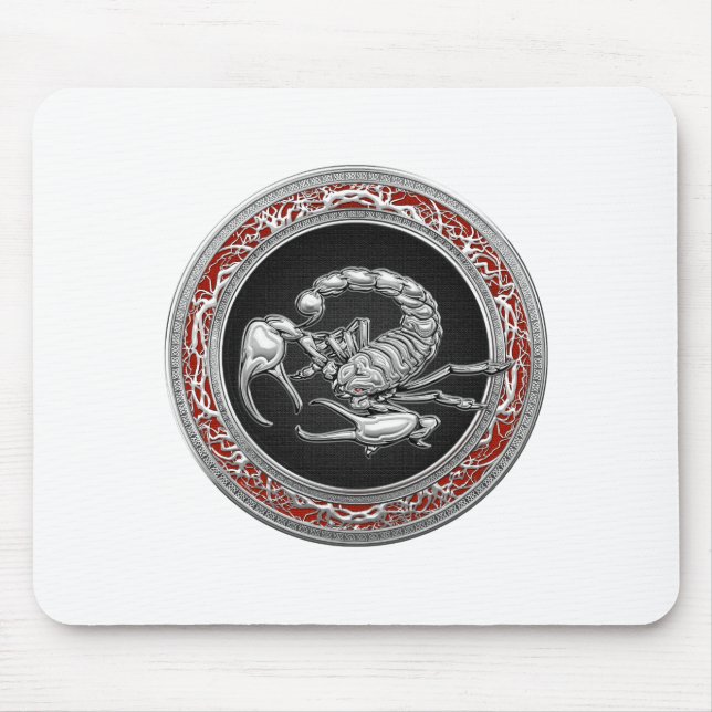 [200] Sacred Silver Scorpion on Black Mouse Pad (Front)