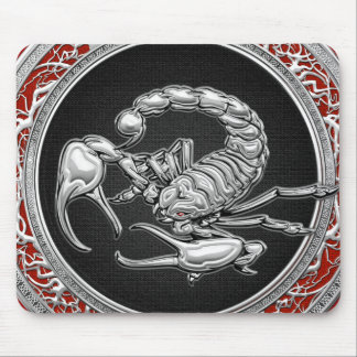 [200] Sacred Silver Scorpion on Black Mouse Pad