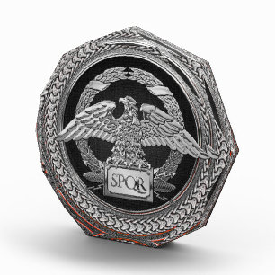 [200] Silver Roman Imperial Eagle over Medallion Acrylic Award