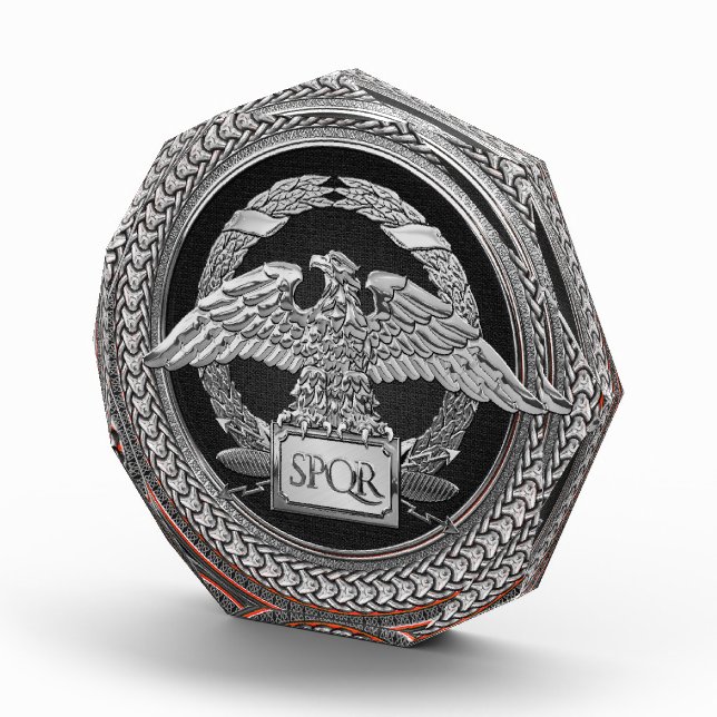 [200] Silver Roman Imperial Eagle over Medallion Acrylic Award (Right)