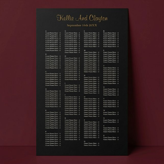 200 Simple Black Wedding Seating Chart Foam Board (Creator Uploaded)