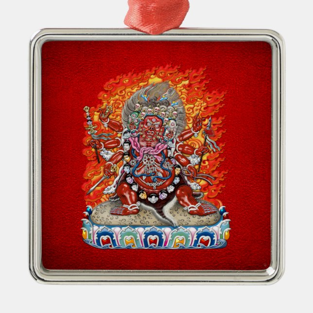[200] Tibetan Thangka  - Wrathful Deity Hayagriva Metal Ornament (Front)