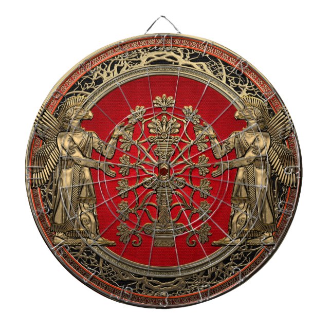 [200] Two Gold Ninurtas with Tree of Life Dart Board (Front)
