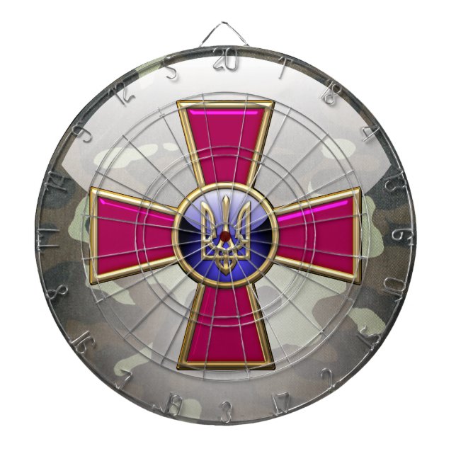[200] Ukrainian Armed Forces Emblem Dartboard With Darts (Front)