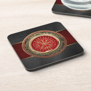 [200] Vegvisir - Viking Gold Magic Runic Compass Beverage Coaster