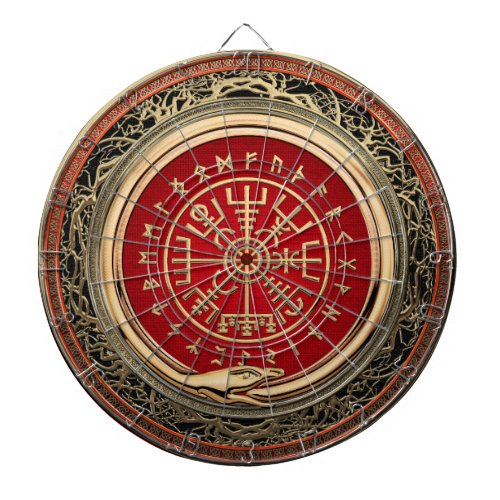 200 Vegvisir _ Viking Gold Magic Runic Compass Dart Board