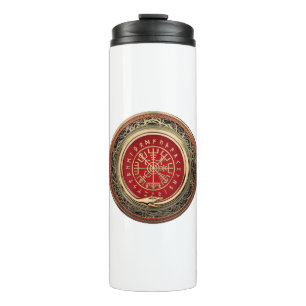 [200] Vegvisir - Viking Gold Magic Runic Compass Thermal Tumbler