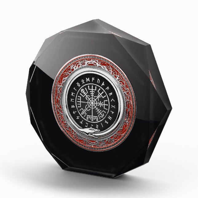 [200] Vegvisir - Viking Silver Magic Runic Compass Acrylic Award (Right)