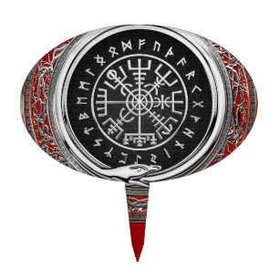 [200] Vegvisir - Viking Silver Magic Runic Compass Cake Topper