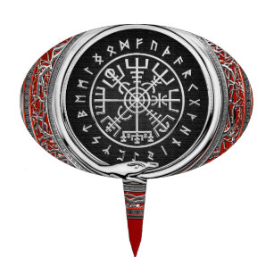 [200] Vegvisir - Viking Silver Magic Runic Compass Cake Topper