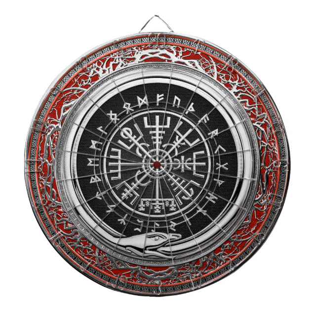 [200] Vegvisir - Viking Silver Magic Runic Compass Dart Board | Zazzle