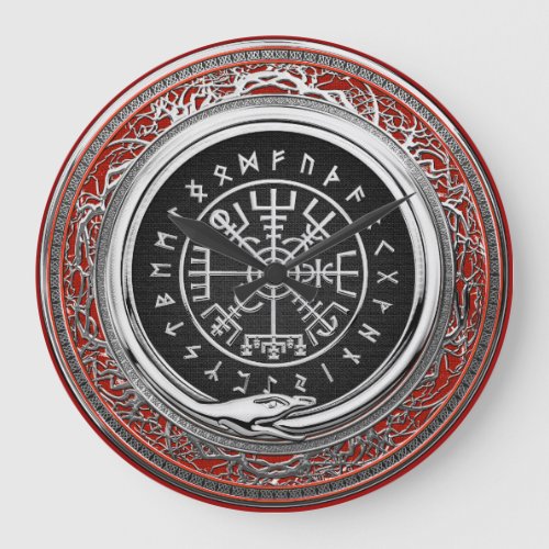 200 Vegvisir _ Viking Silver Magic Runic Compass Large Clock