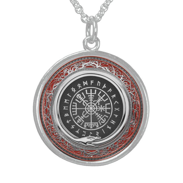 [200] Vegvisir - Viking Silver Magic Runic Compass Sterling Silver Necklace (Front)