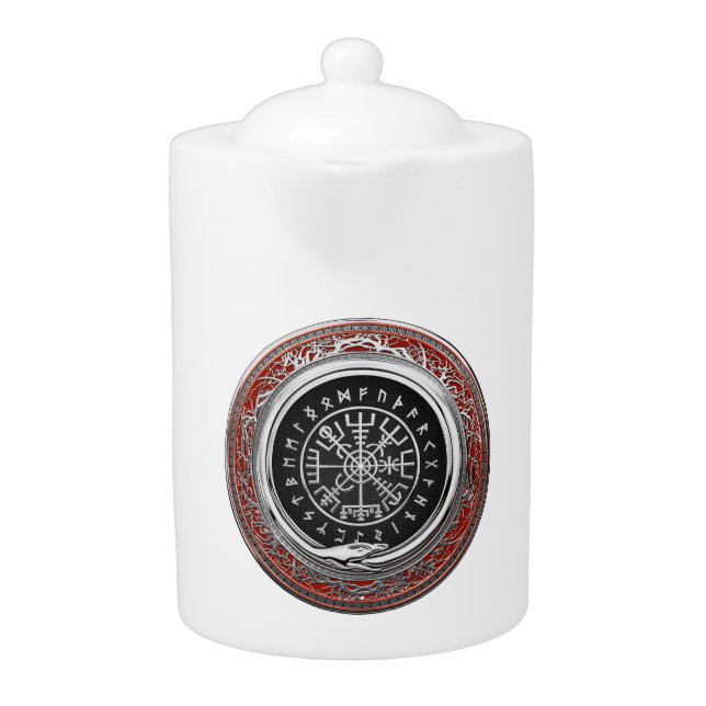 [200] Vegvisir - Viking Silver Magic Runic Compass Teapot (Front)