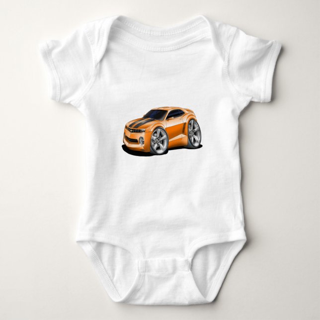 2010-11 Camaro Orange-Black Car Baby Bodysuit (Front)