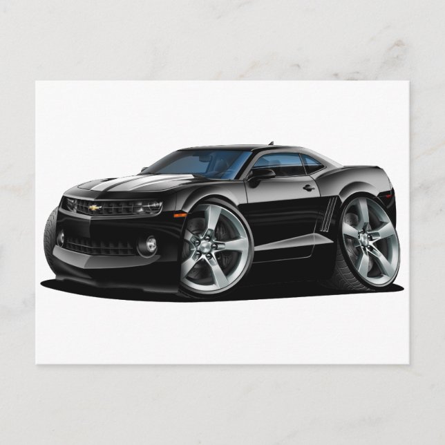 2010-12 Camaro Black-White Car Postcard (Front)