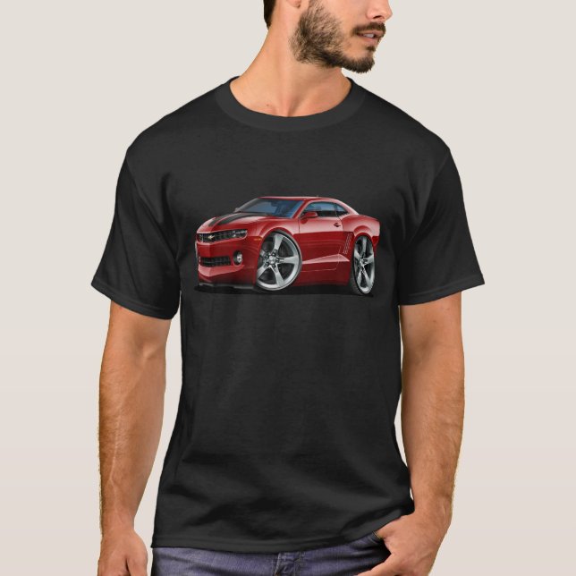 2010-12 Camaro Maroon-Black Car T-Shirt (Front)