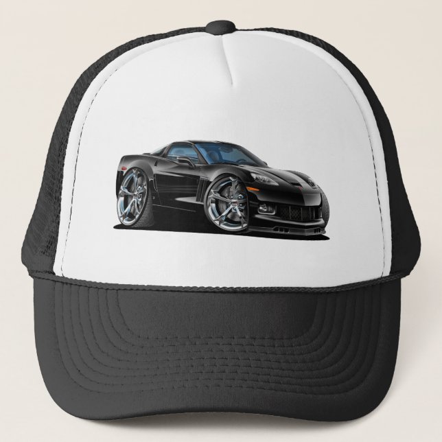 2010-12 Corvette Black Car Trucker Hat (Front)