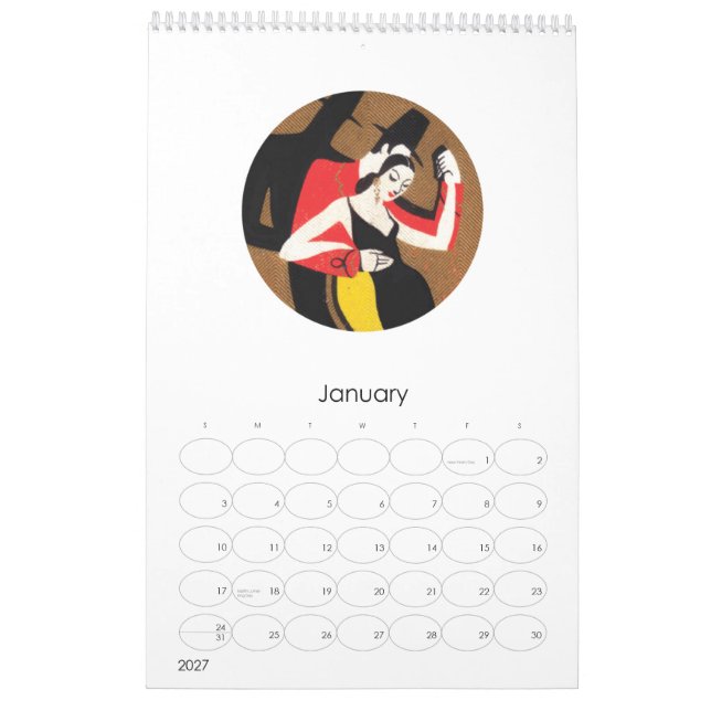 2010-2011 ART DECO CALENDAR (Jan 2027)