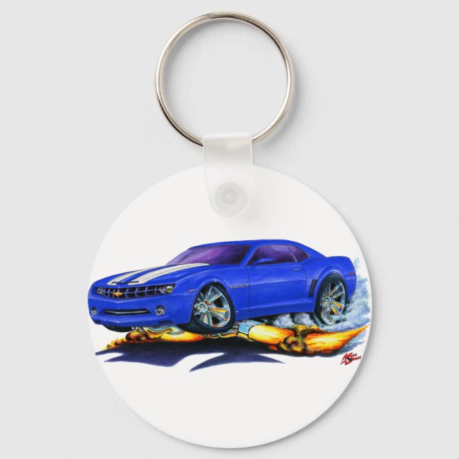 2010 Camaro Blue-White Car Keychain (Front)