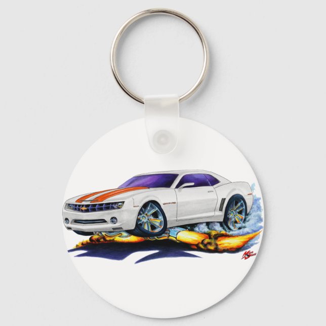 2010 Camaro White-Orange Car Keychain (Front)