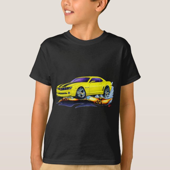 2010 Camaro Yellow-Black Car T-Shirt (Front)