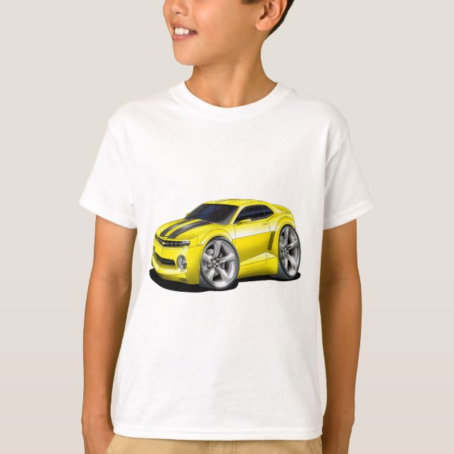 2010 Camaro Yellow-Black Car T-Shirt (Front)