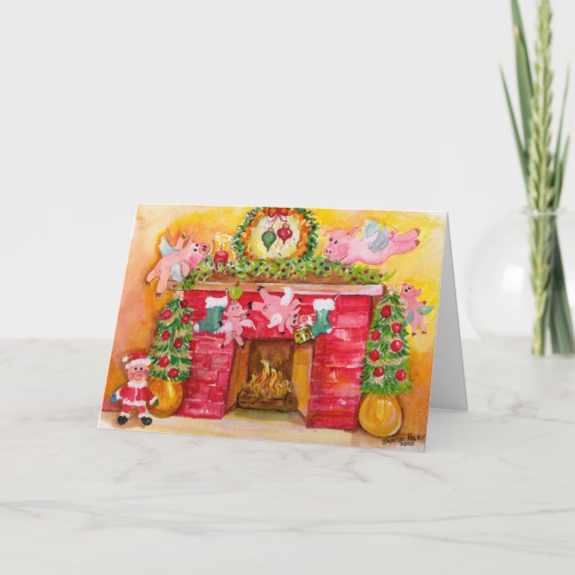 2010 Flying Pigs Decorate Hearth & Home Holiday Card (Front)