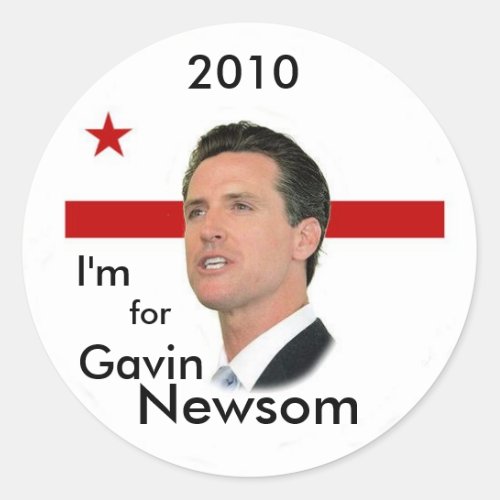 2010 Gavin Newsom Round Stickers