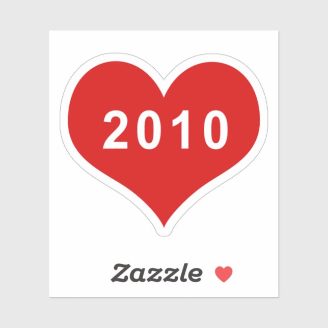 2010 Red Love Heart Vinyl Sticker (Sheet)