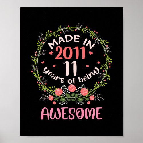 2011 Birthday 11th Years Old Girl Double Digit  Poster