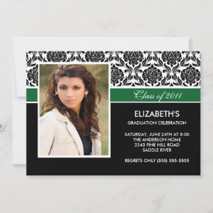 2011 Black Damask Photo Graduation Invitation