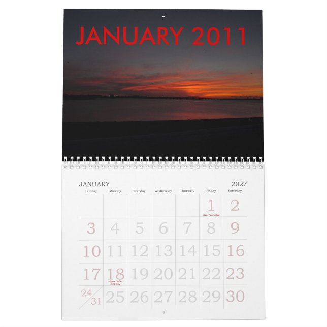 2011 CALENDER  OF SUNRISE PICTURES CALENDAR (Jan 2027)